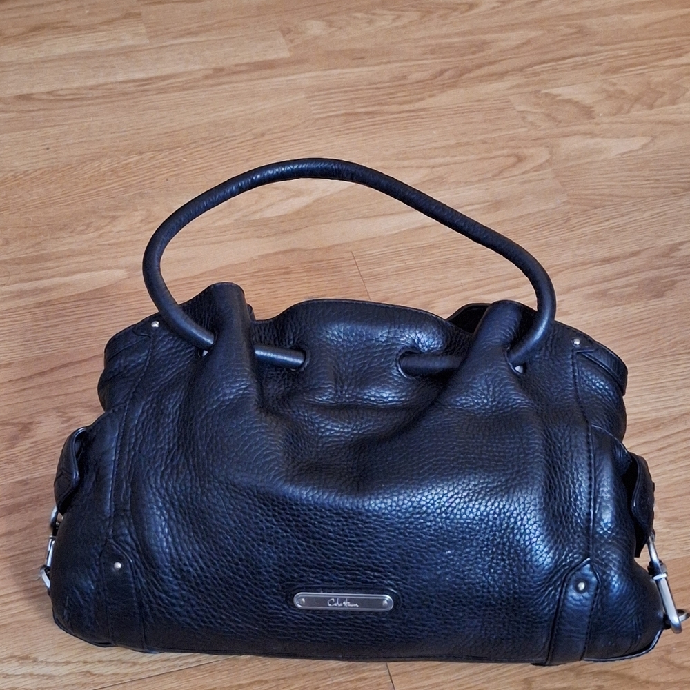Cole Haan Handbag Black Pebbled Leather EUC